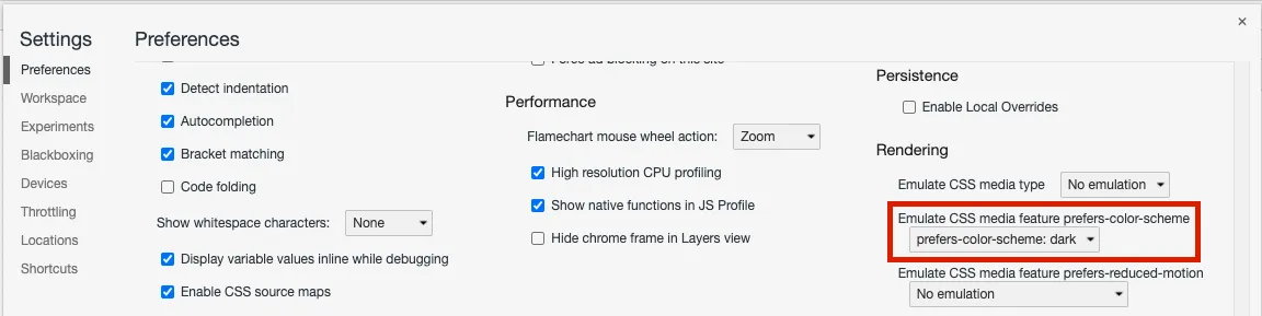 Dark mode in chrome