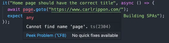 Type error on page